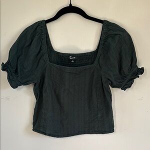 Madewell Dark Green Puff Sleeve Blouse